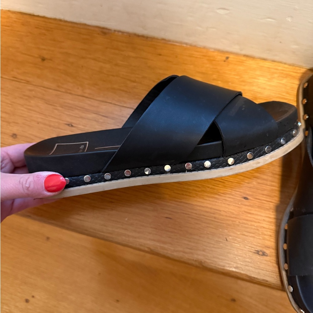 Black Studded Women's Slide Sandals